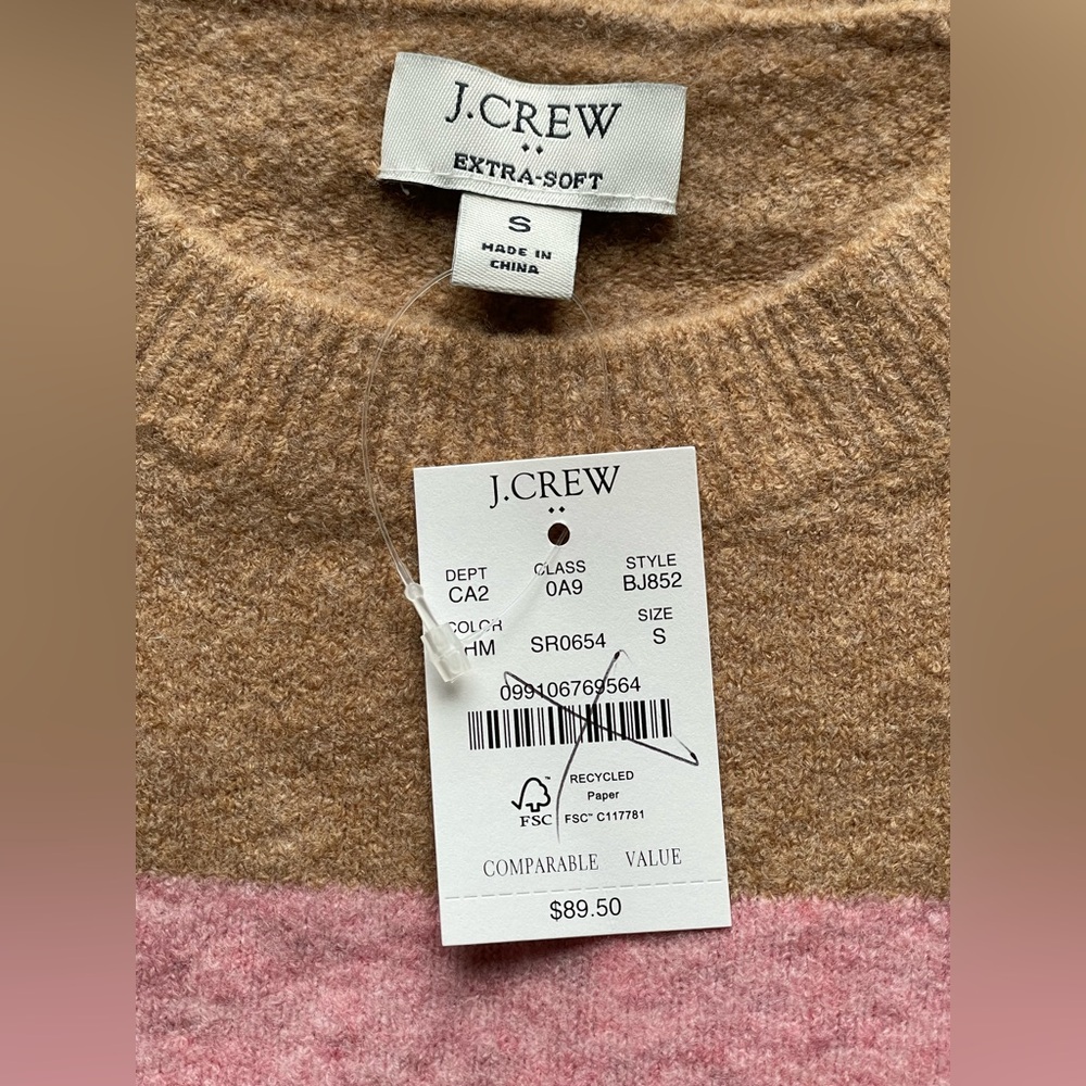 J.Crew jcrew Stripe Sweater Plaid Cape Scarf Wrap fringe SMALL Womens NEW shirt - Picture 8 of 13